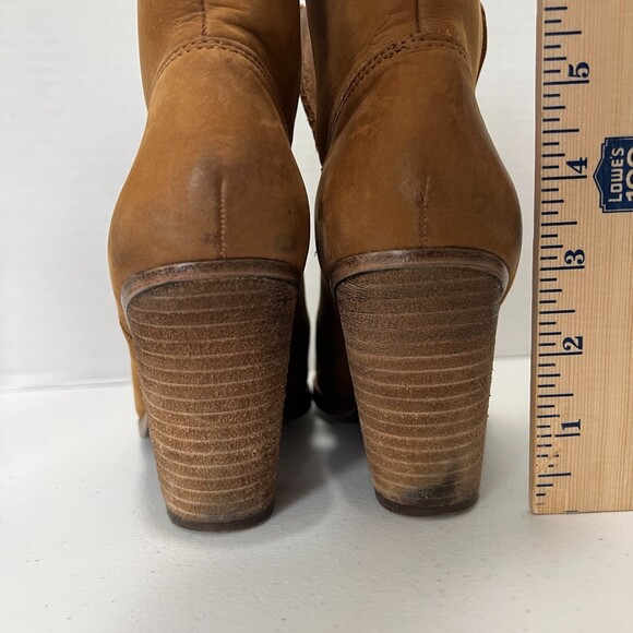 Vince Camuto Helyn Bootie Ankle Boots Tan Brown Leather Stacked Heel Women's 6 M - Picture 4 of 12